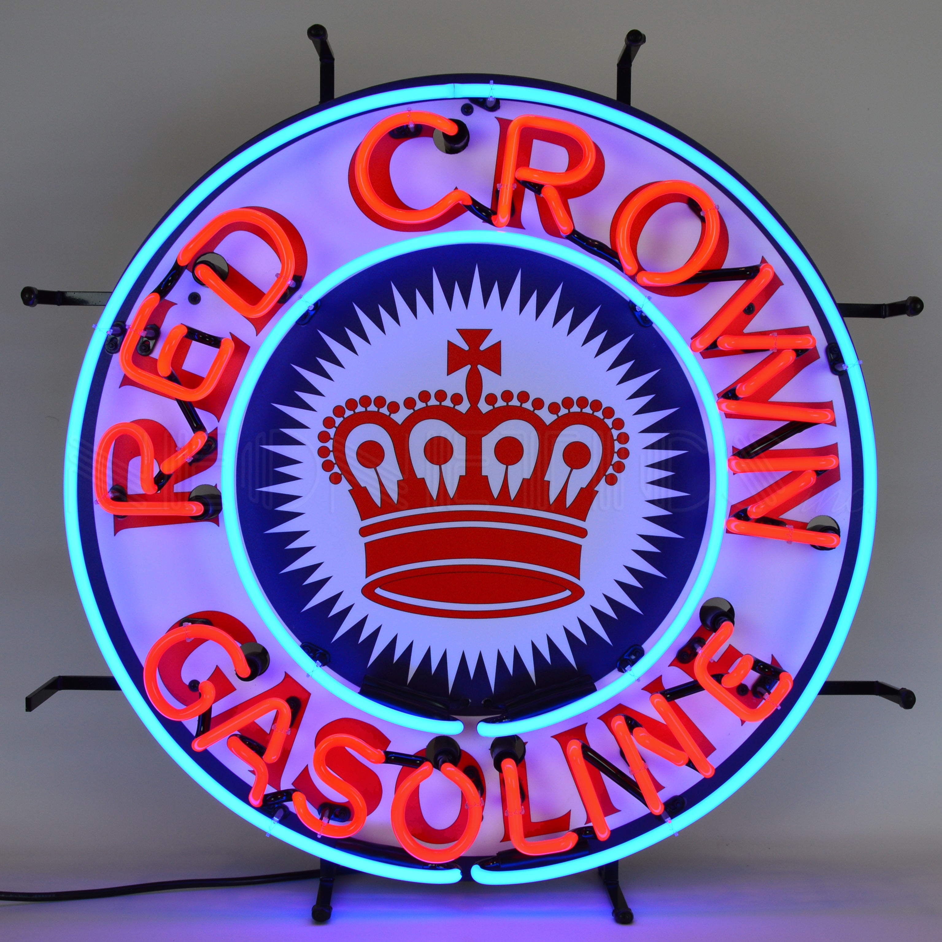 GAS - RED CROWN GASOLINE NEON SIGN