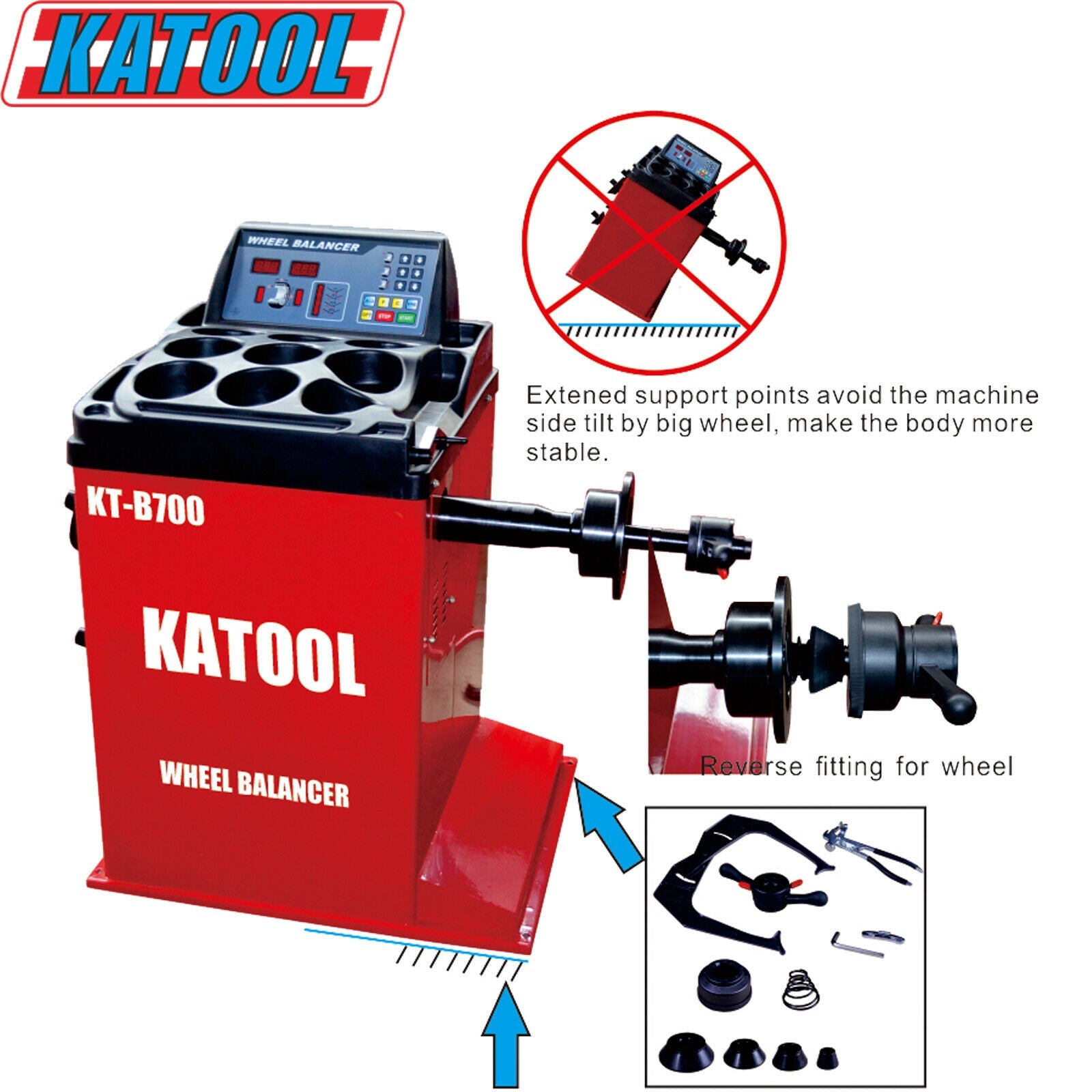 Katool KT-T800 & KT-B700 Tire Changer and Balancer Combo w/ adaptors