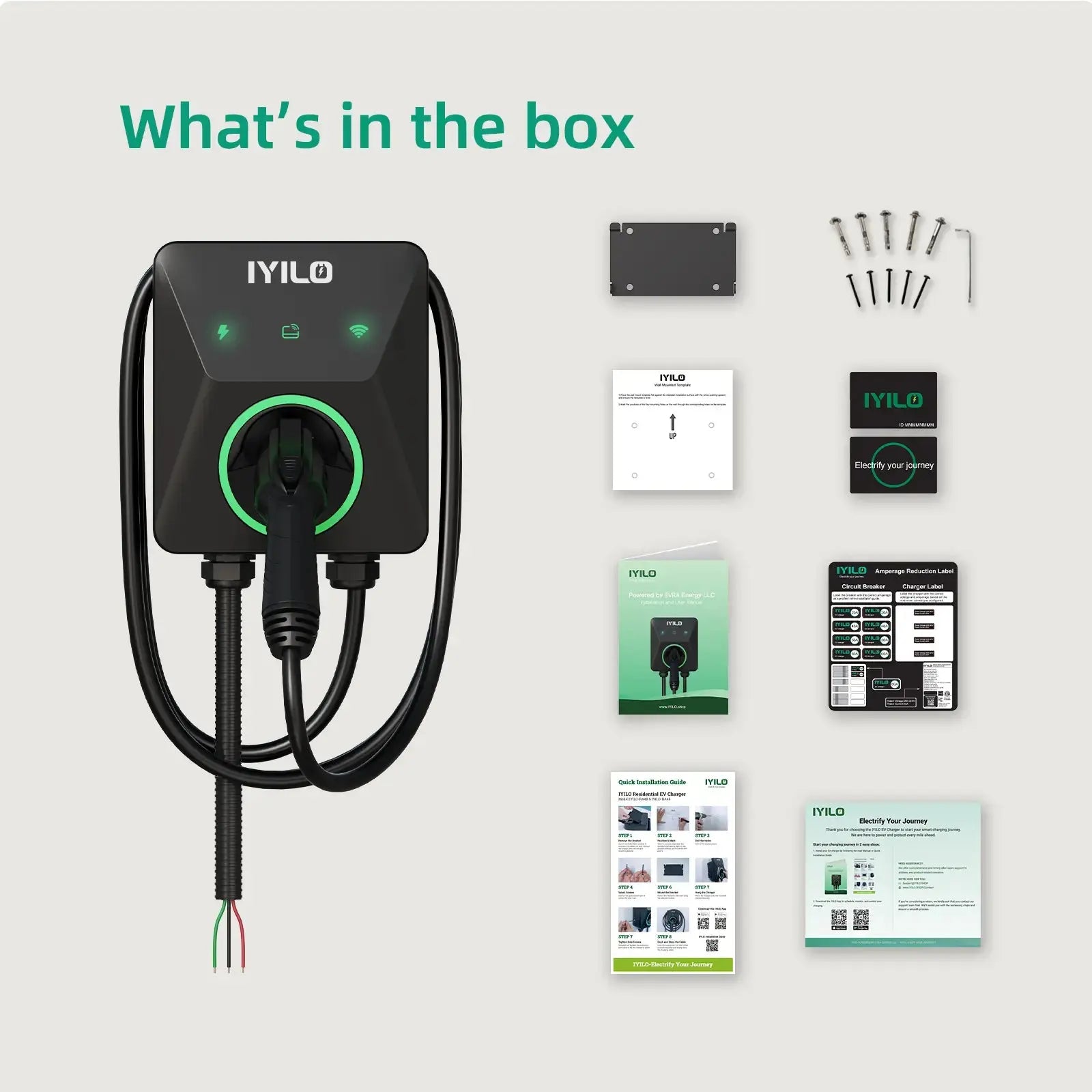 IYILO Level 2 Charger J1772 Wall-Mounted Hardwired (48A)