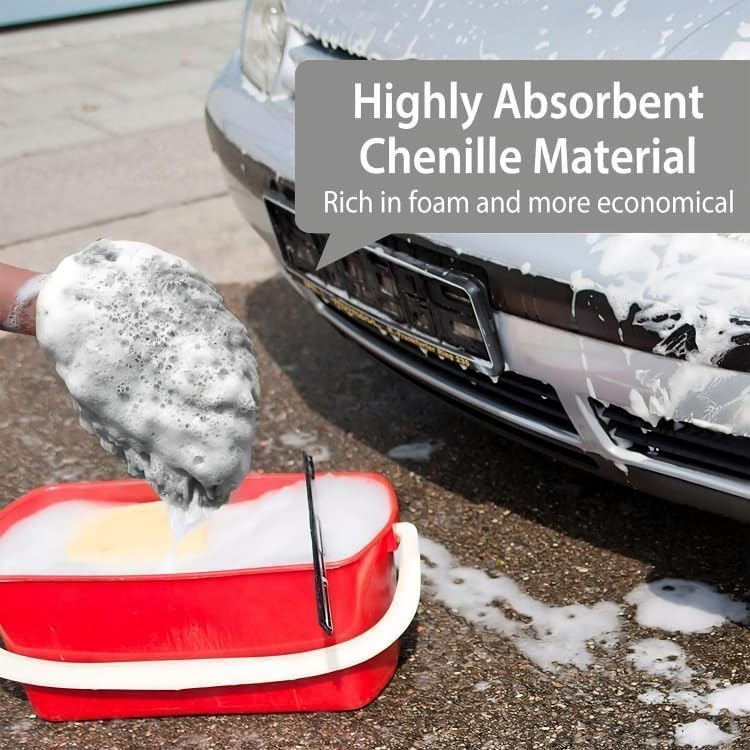 Chenille Premium Scratch-Free Microfiber Lint-Free Blue Wash Mitt 8" x 10"in & Black Pitstop Particle Interceptor