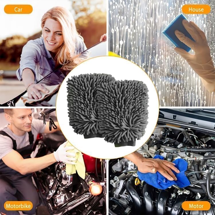 Chenille Premium Scratch-Free Microfiber Lint-Free Blue Wash Mitt 8" x 10"in & Black Pitstop Particle Interceptor