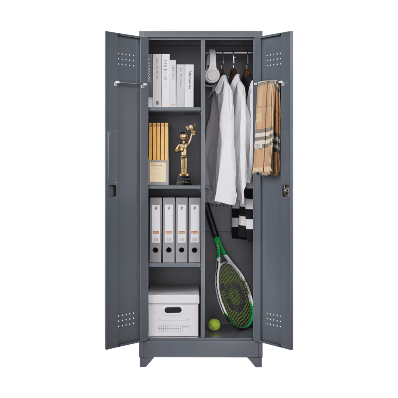 SC1H Classic Metal Storage Cabinet with Shelves and Hanging Rod