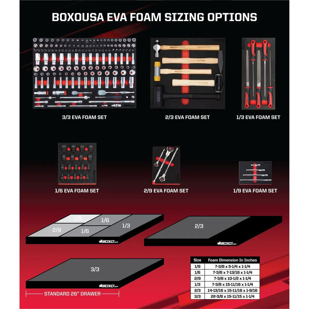 9-Piece 1/2" Drive Super Stubby Torx Bit Socket Set | 1/9th EVA Foam