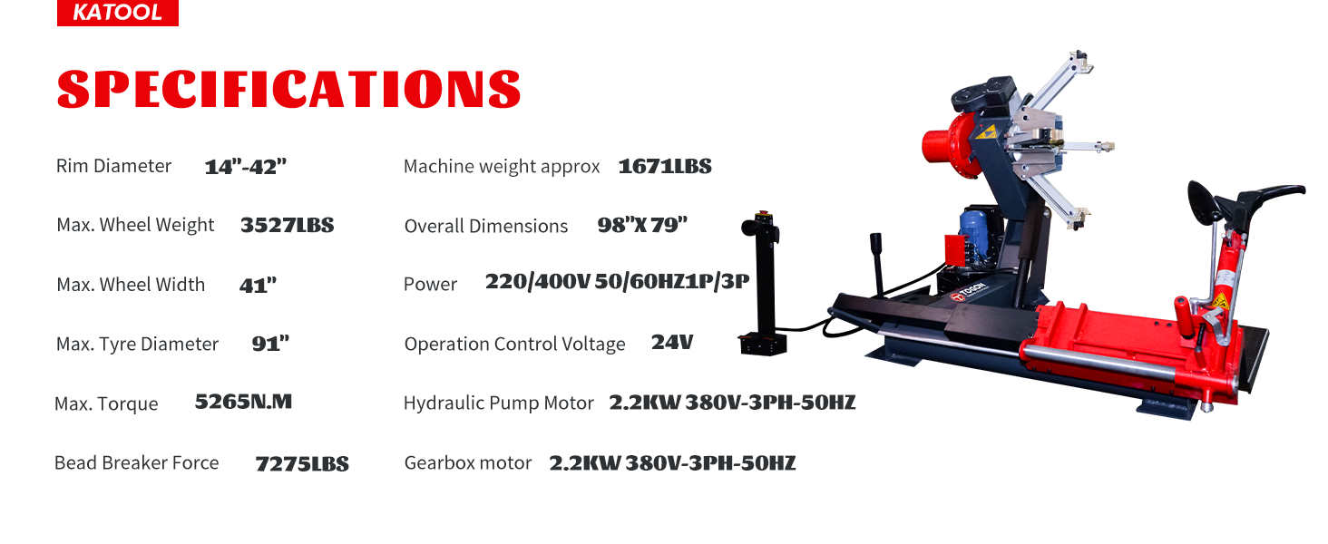 KT-T260 Heavy Duty Truck Tire Changer 42 in