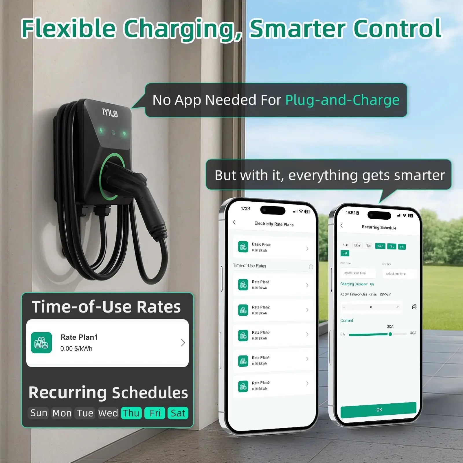 IYILO Level 2 EV Charger Plug In (40A)
