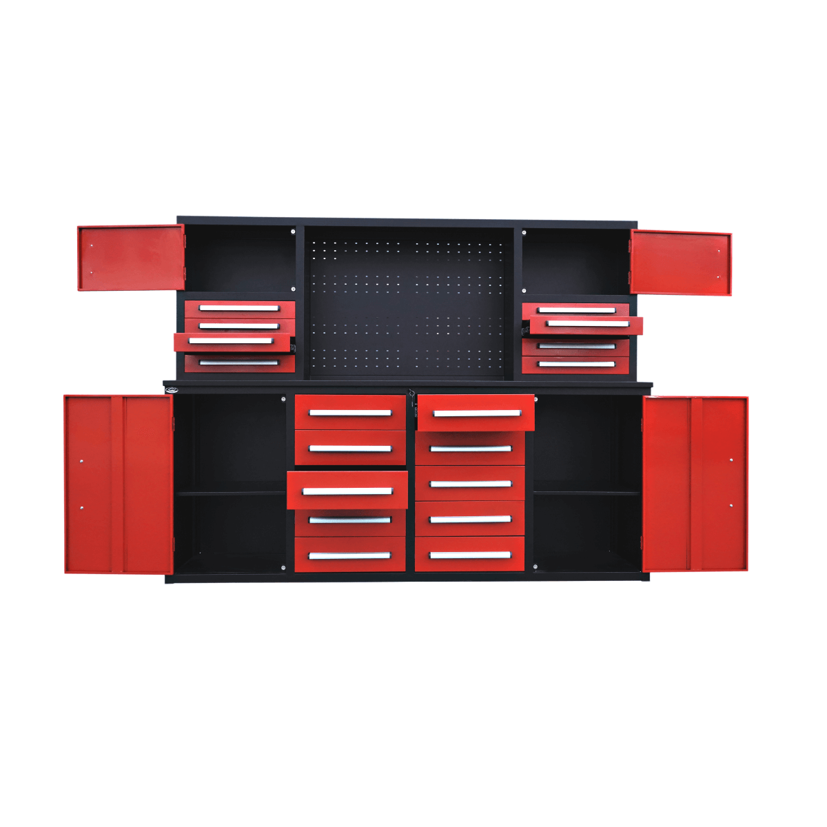7 ft Garage Cabinet (18 Drawers & 4 Cabinets & Pegboard) - Garage Rebel