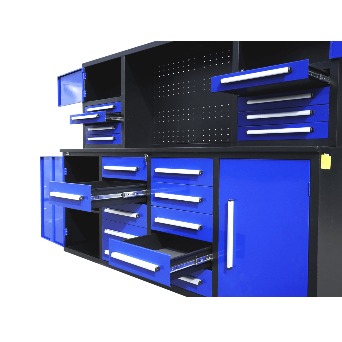 7 ft Garage Cabinet (18 Drawers & 4 Cabinets & Pegboard) - Garage Rebel