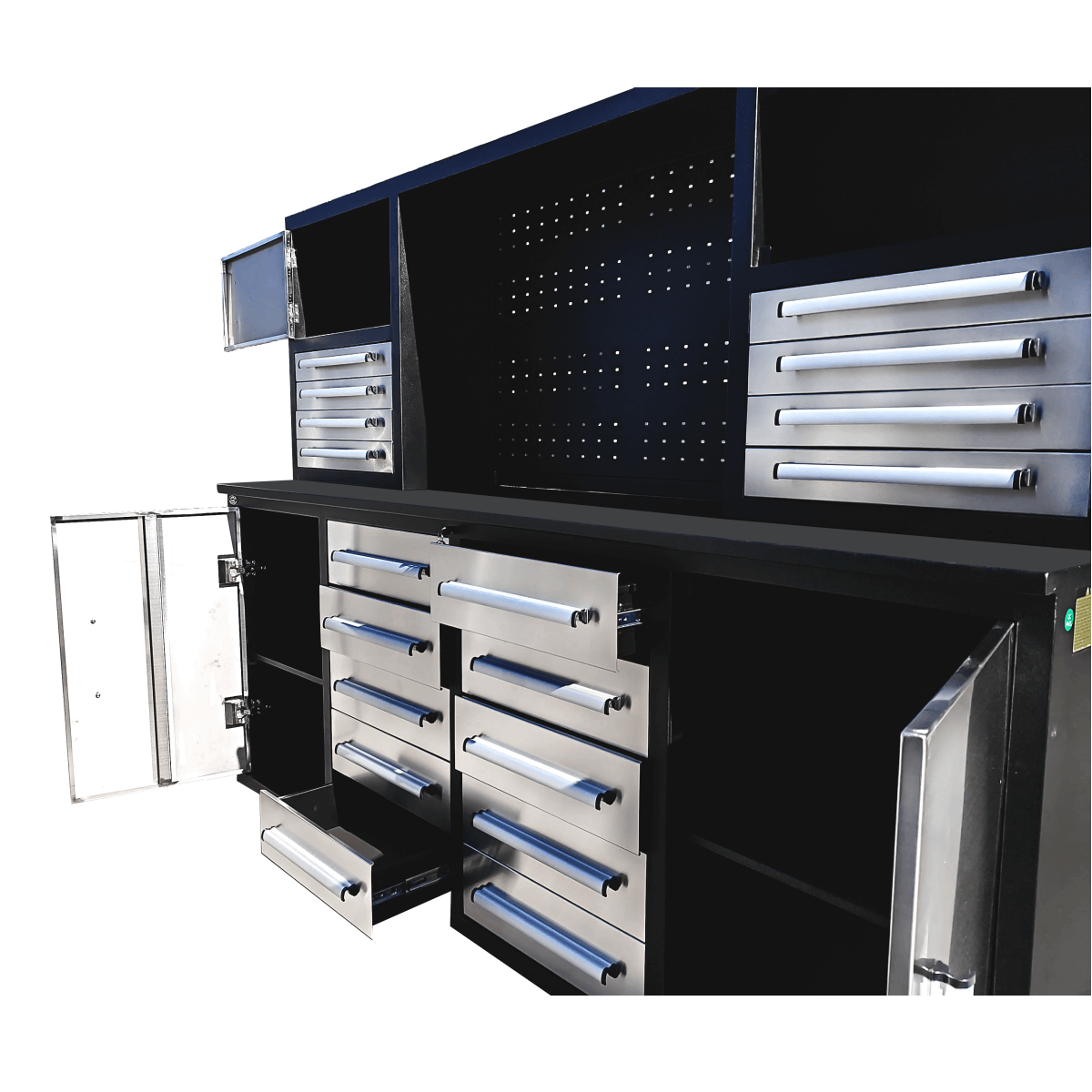 7 ft Garage Cabinet (18 Drawers & 4 Cabinets & Pegboard) - Garage Rebel
