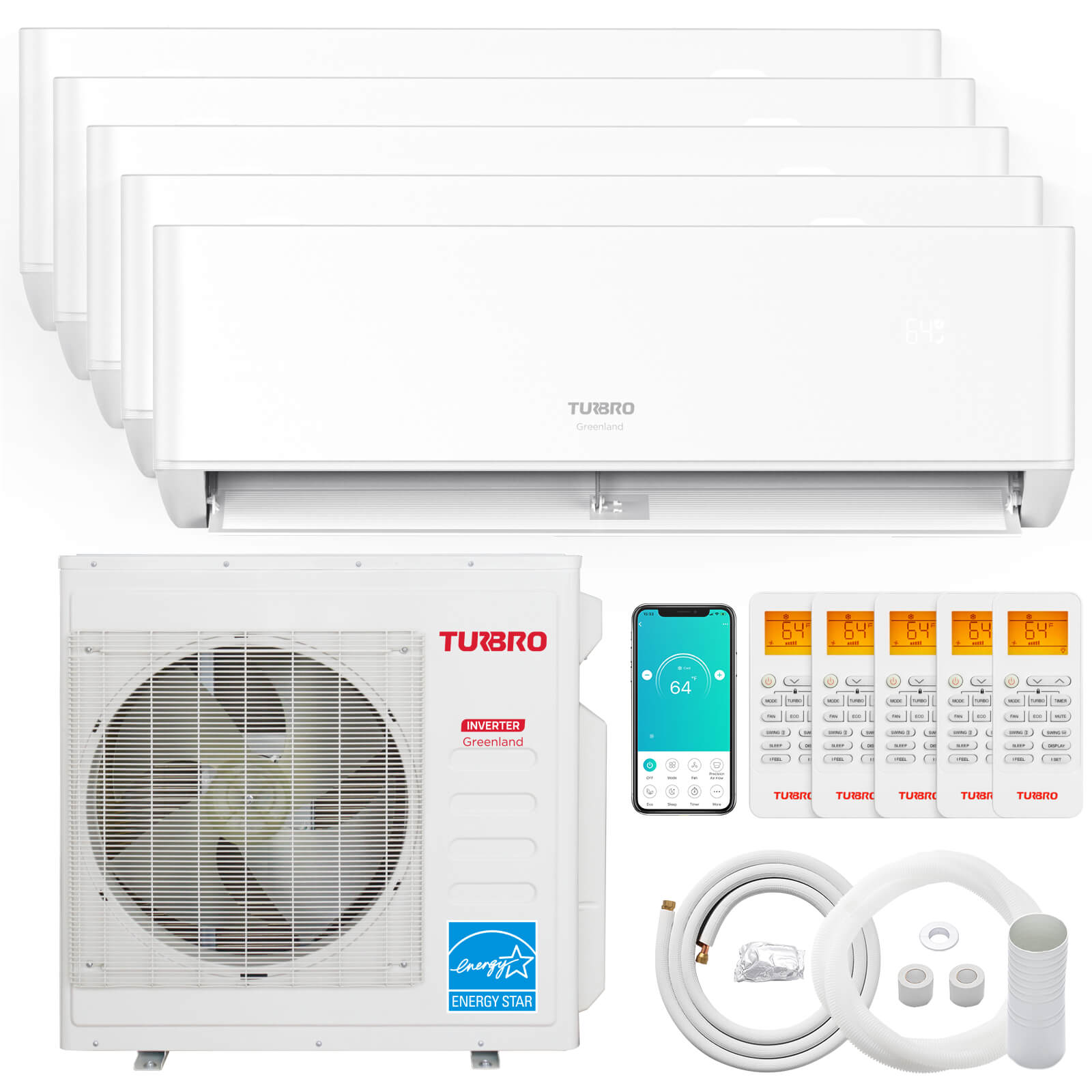 Greenland 42,000 BTU Penta-Zone(5) Mini Split AC with Heat Pump (R454B)