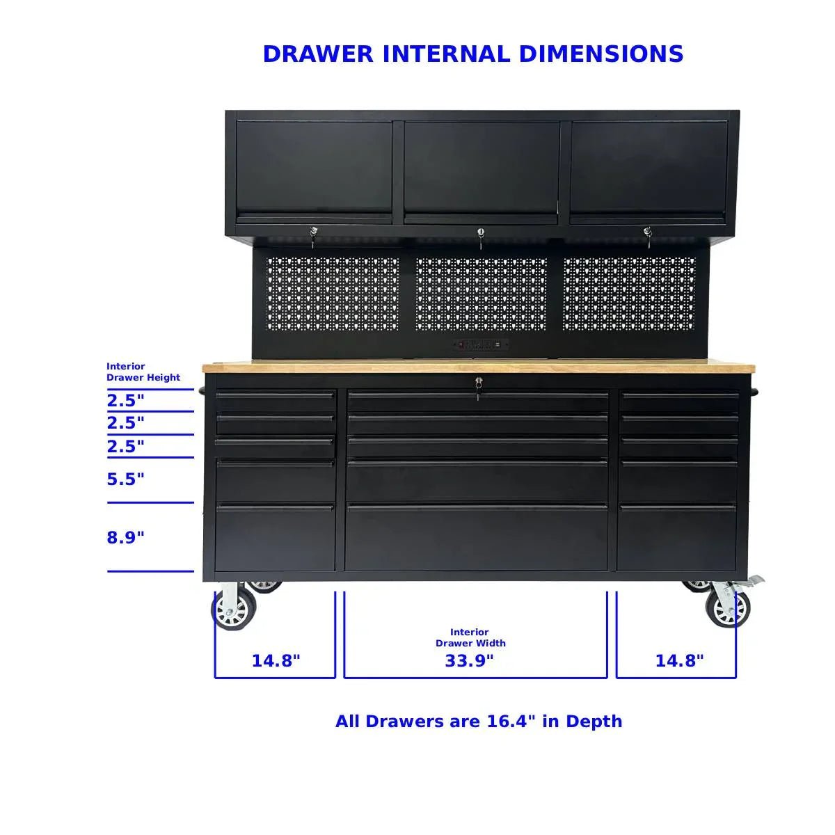 72 inch Rolling Garage Cabinets with Pegboard - Garage Rebel