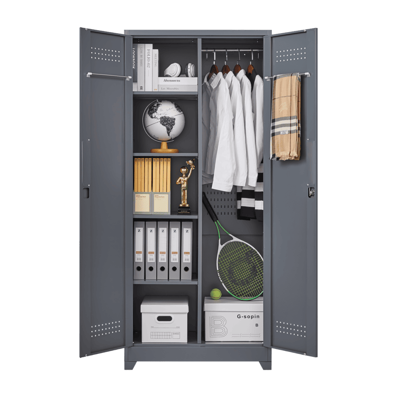SC1H Classic Metal Storage Cabinet with Shelves and Hanging Rod