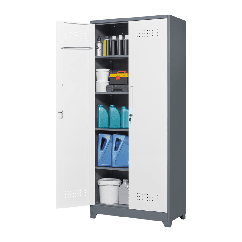 SC1H Classic Metal Storage Cabinet with Shelves and Hanging Rod