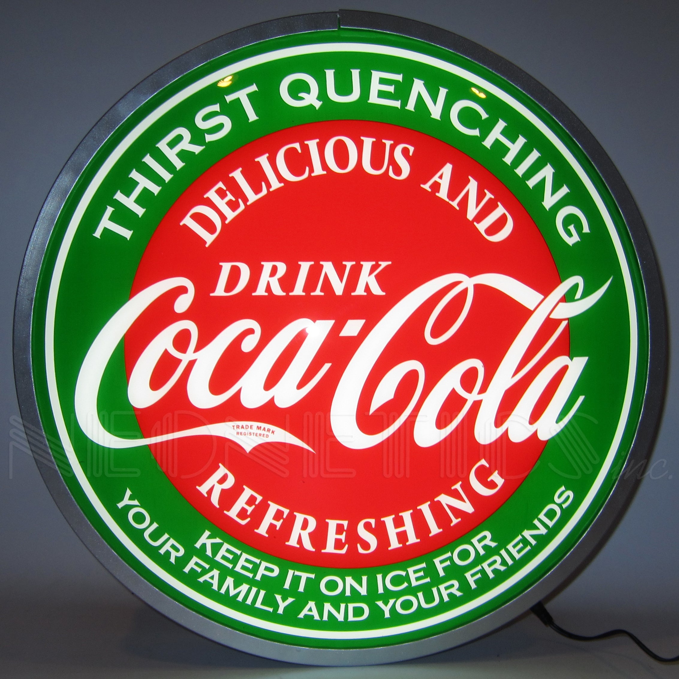 COCA-COLA EVERGREEN 15 INCH BACKLIT LED LIGHTED SIGN
