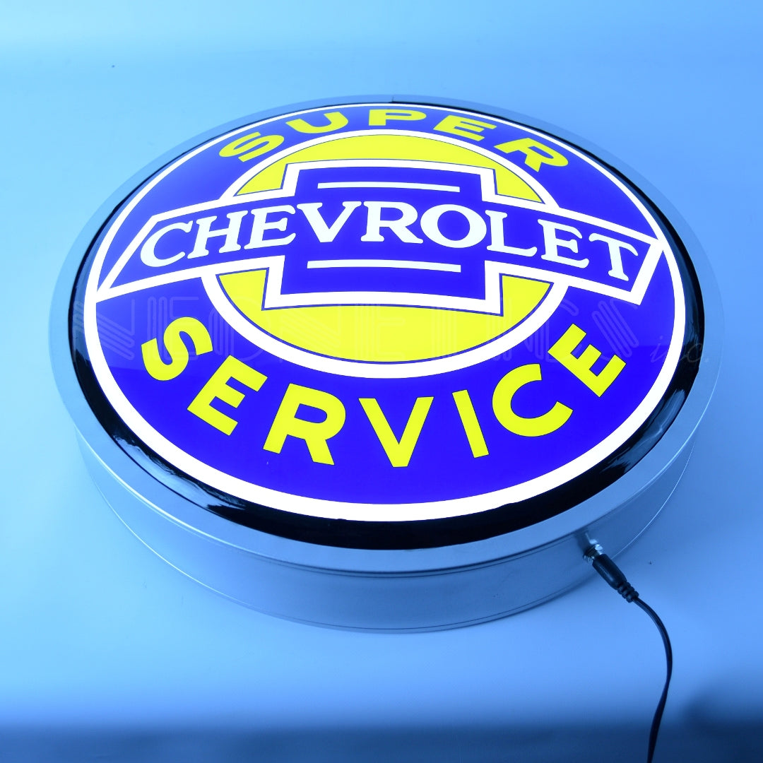 SUPER CHEVROLET SERVICE 15 INCH BACKLIT LED LIGHTED SIGN
