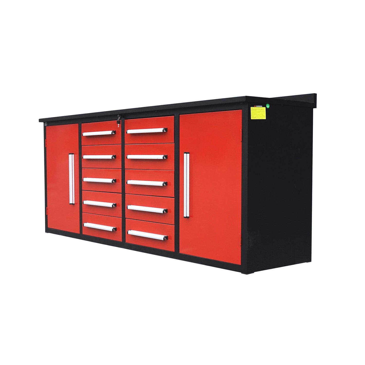 7ft Heavy Duty Workbench with 10 Drawers & 2 Cabinets - Garage Rebel