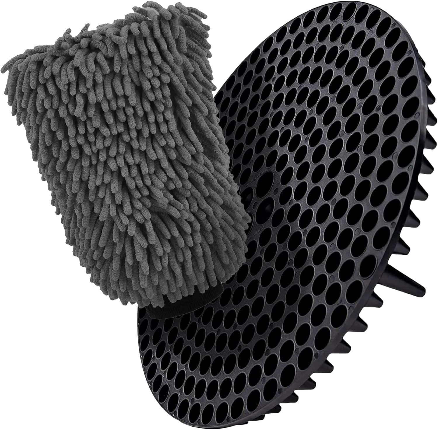 Chenille Premium Scratch-Free Microfiber Lint-Free Blue Wash Mitt 8" x 10"in & Black Pitstop Particle Interceptor