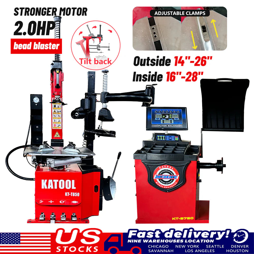 Combo 9: Tire Changer KT-T850 & Wheel Balancer KT-B750 w/ adaptors