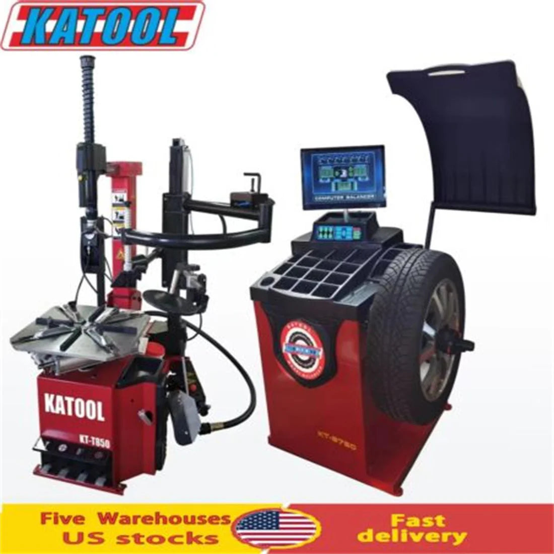 Combo 9: Tire Changer KT-T850 & Wheel Balancer KT-B750 w/ adaptors