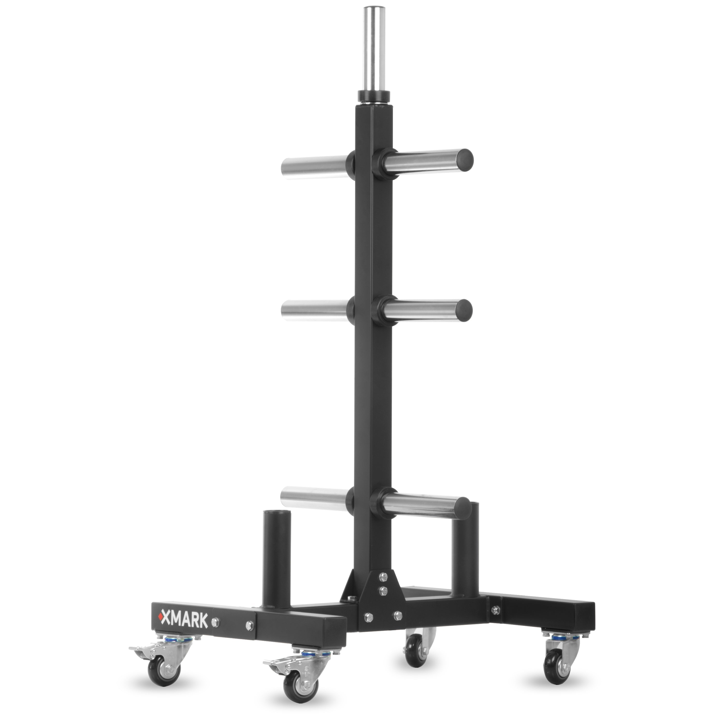 Commercial Olympic Weight Plate Tree on Castors with Dual Bar Holders