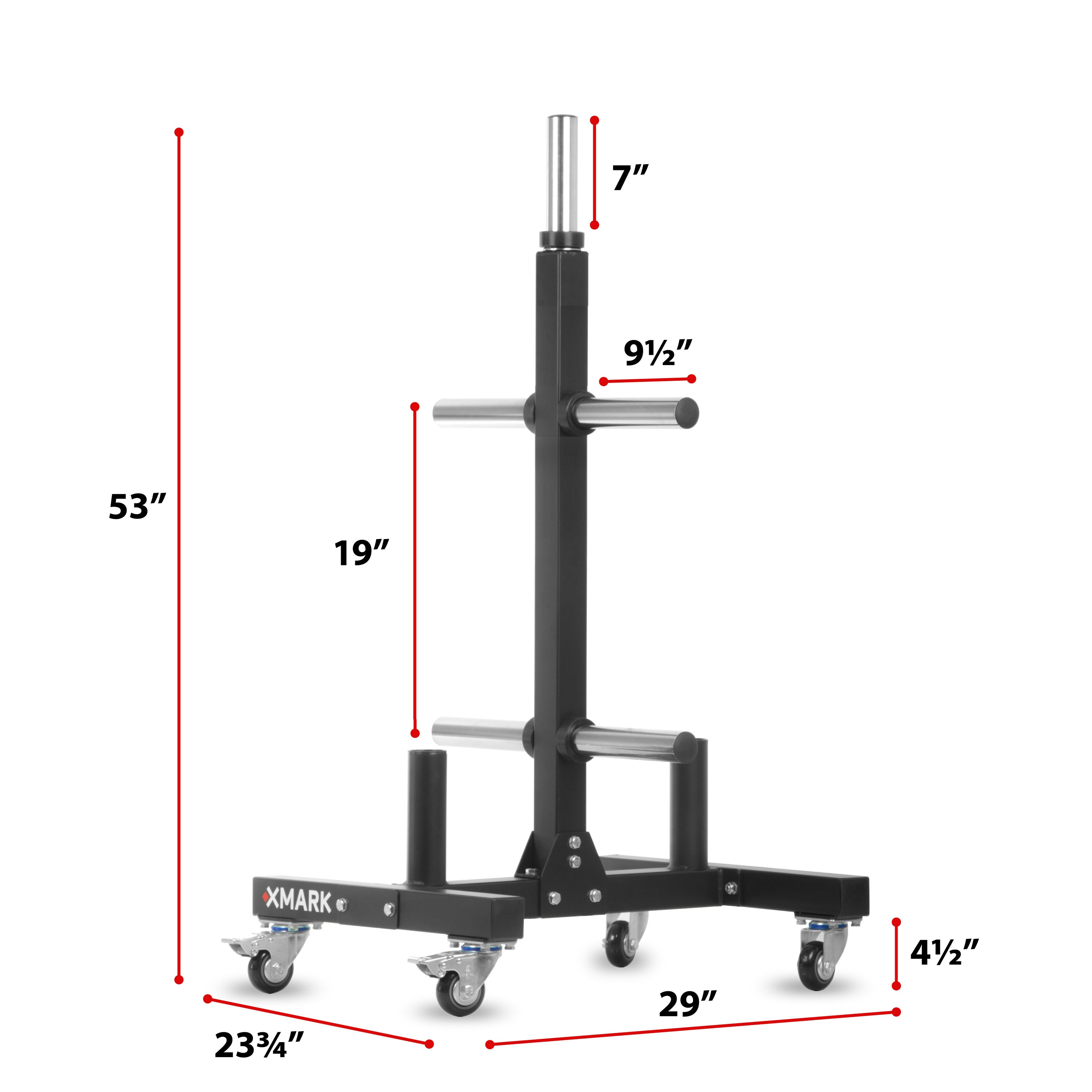 Commercial Bumper Plate Tree on Castors with Dual Bar Holders