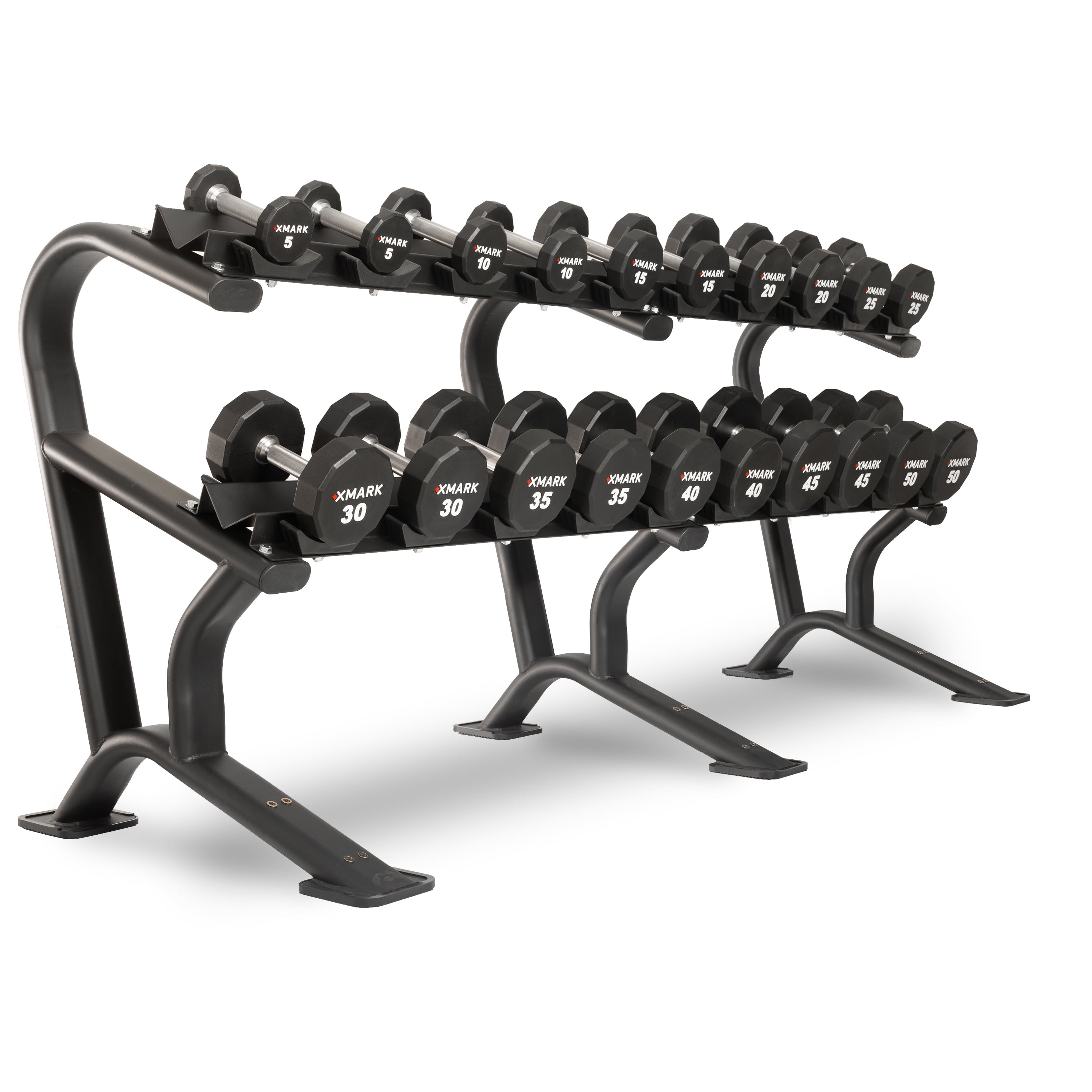 12-Sided Commercial Urethane Dumbbells (5-50 lb and 5-75 lb Sets)