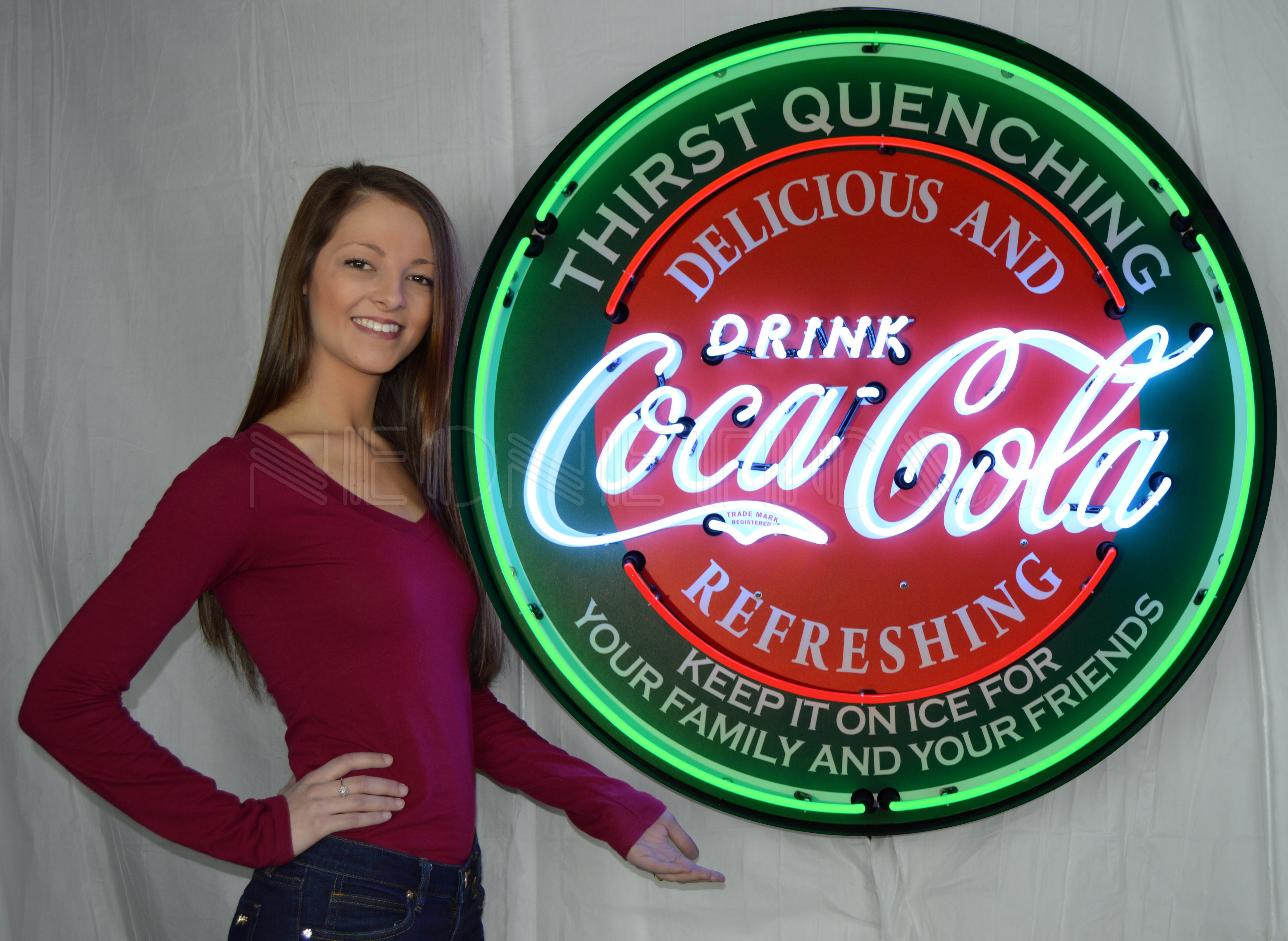 COCA-COLA EVERGREEN 36 INCH NEON SIGN IN METAL CAN