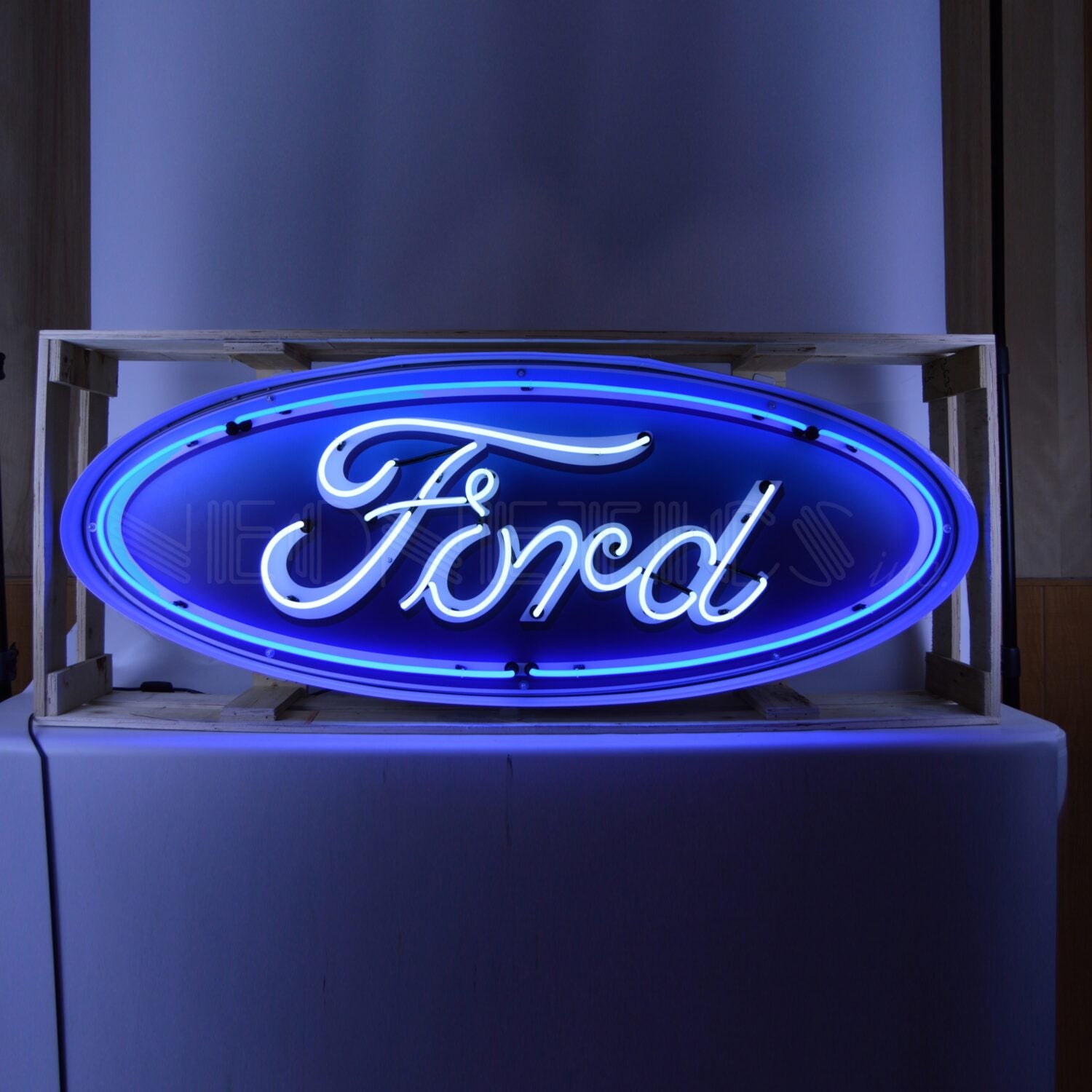 5 FOOT FORD OVAL NEON SIGN IN STEEL CAN
