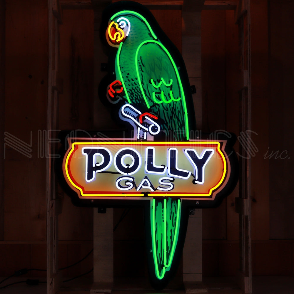 POLLY GAS NEON SIGN IN SHAPED STEEL CAN