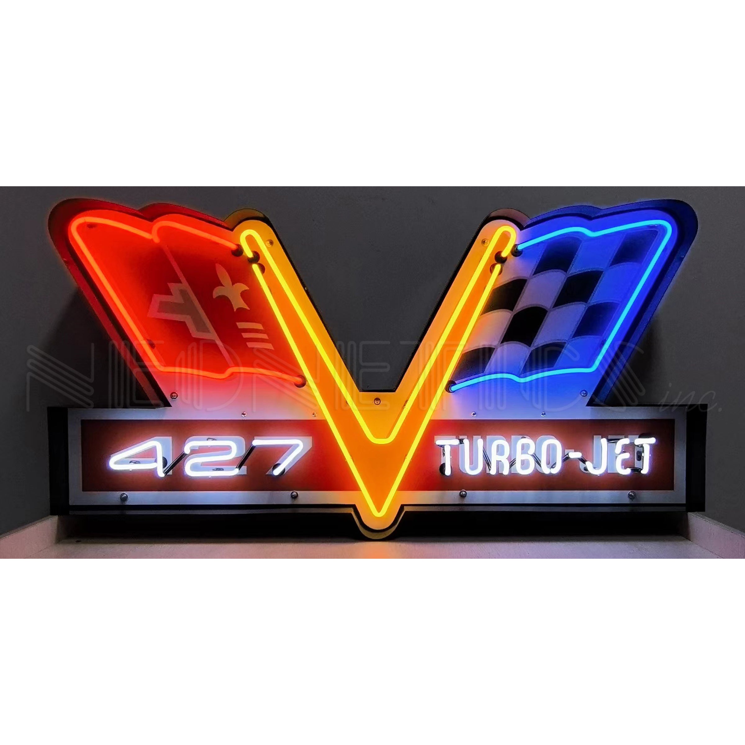 427 TURBO JET NEON SIGN IN STEEL CAN