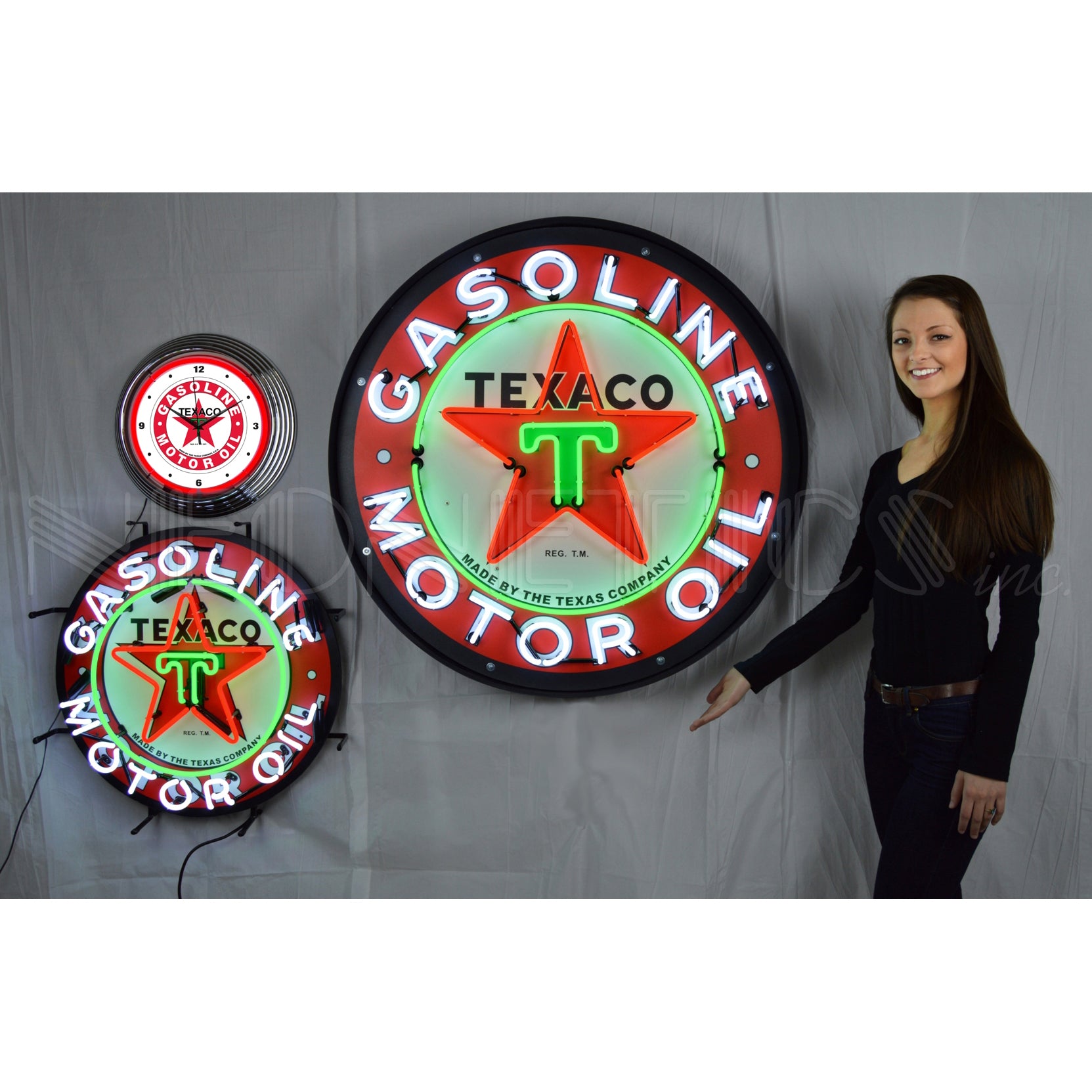 TEXACO MOTOR OIL 36 INCH NEON SIGN IN METAL CAN