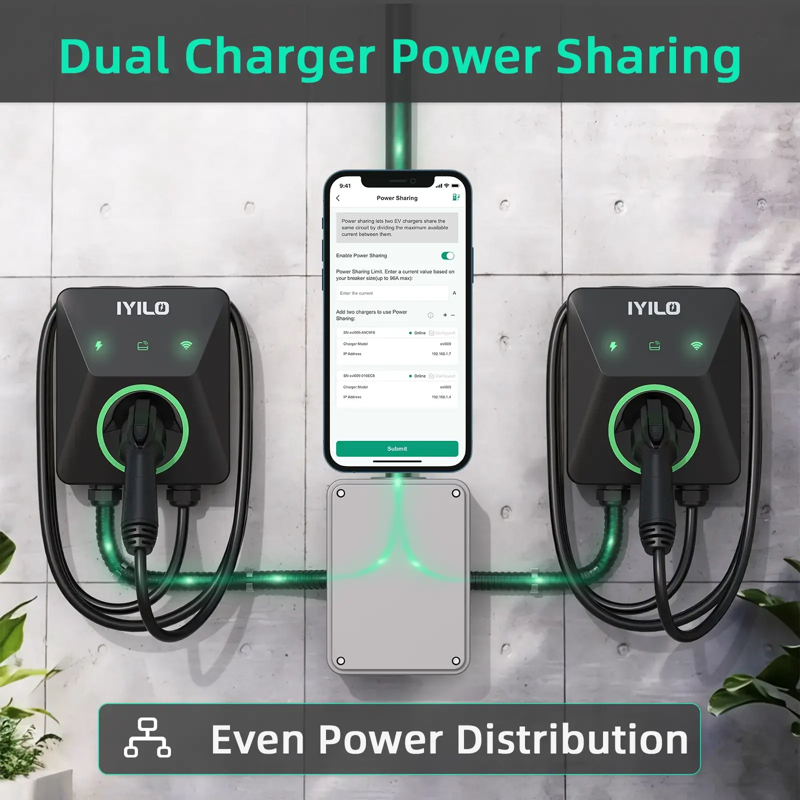 IYILO Pro EV Charger Level 2 Hardwired with Energy Meter (48A)