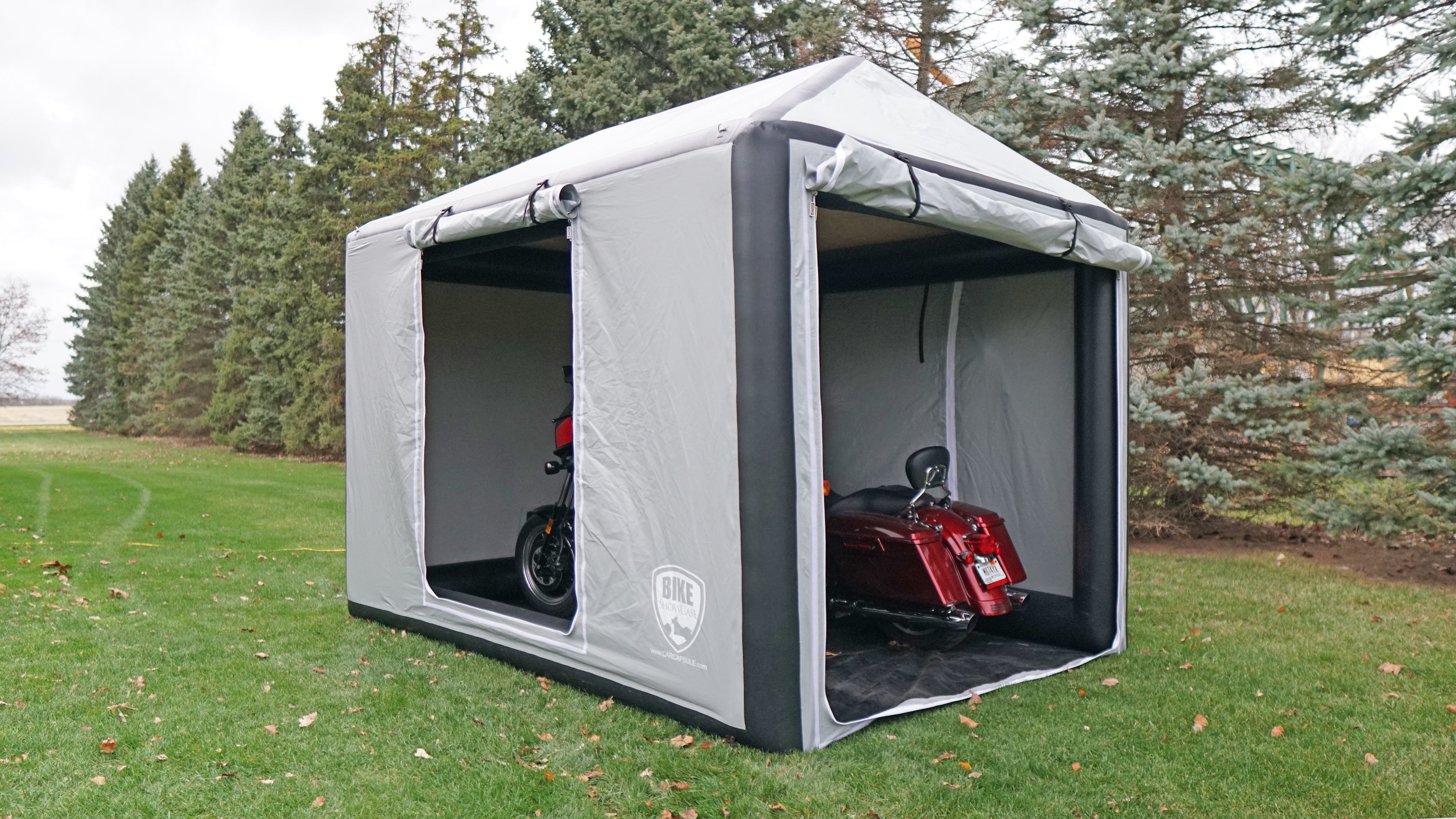 10' Outdoor Bike Showcase W/ Pitched Roof w/ 9' Peak (2 Bike Dual)