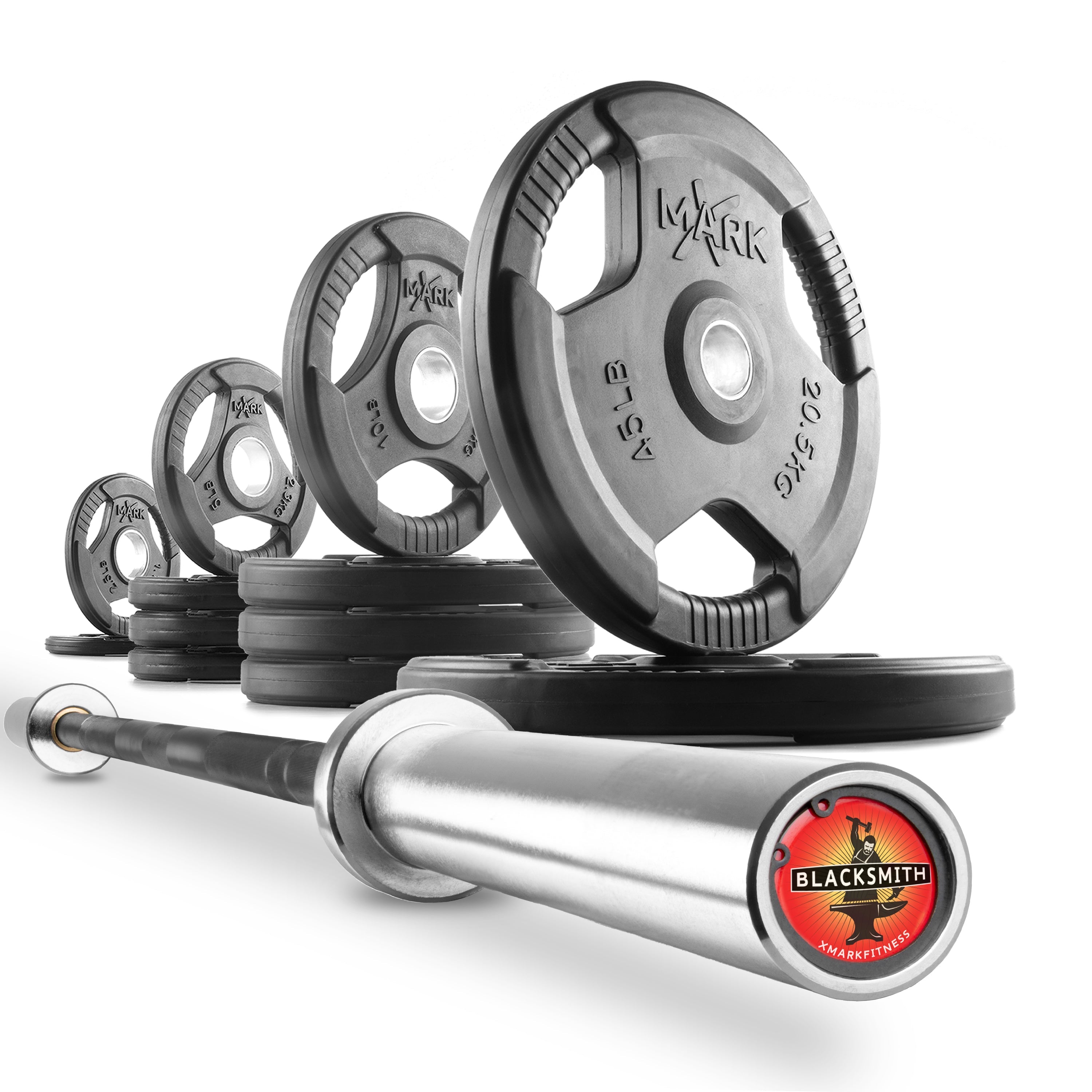 Tri-Grip Olympic Weight Plates and Olympic Barbell Sets