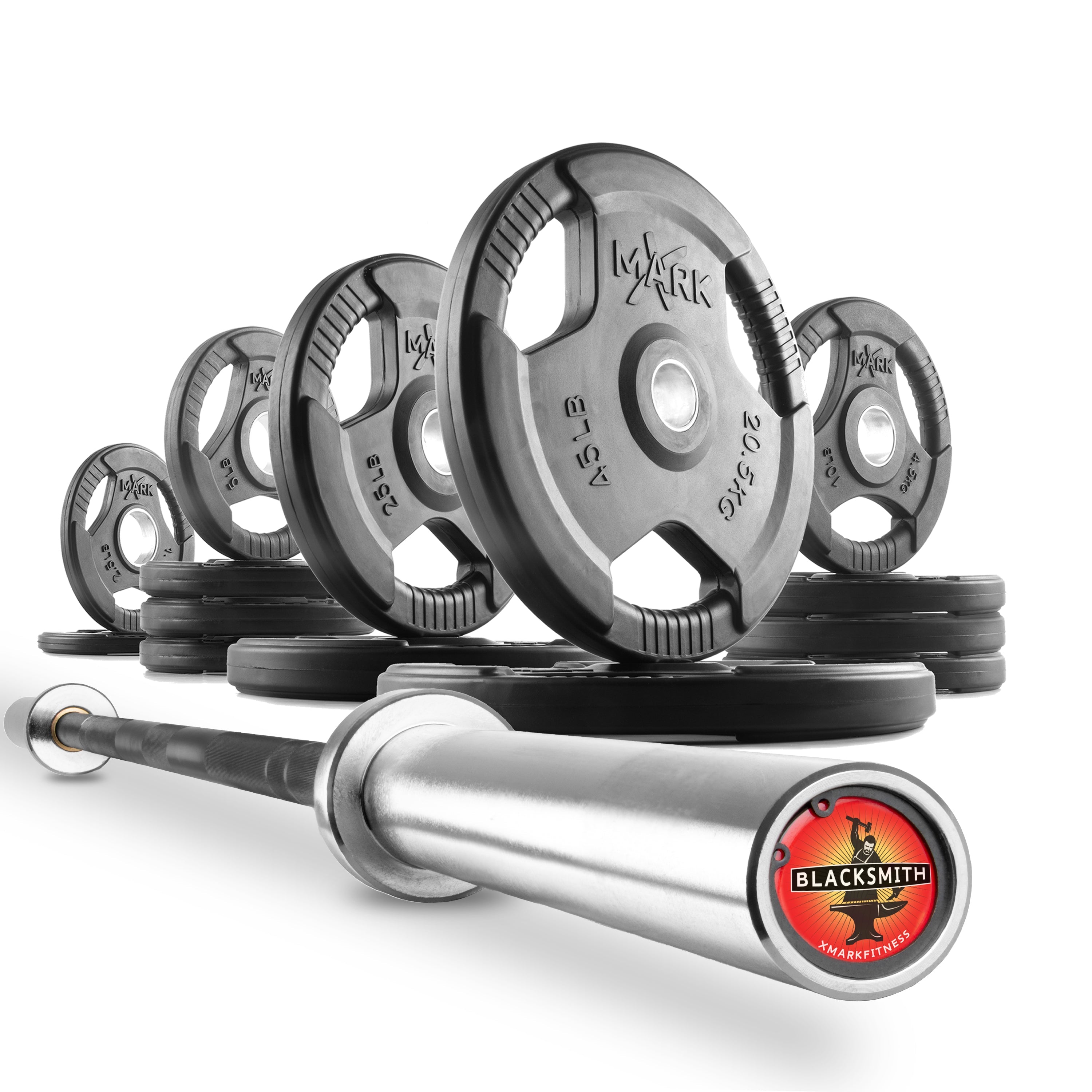 Tri-Grip Olympic Weight Plates and Olympic Barbell Sets