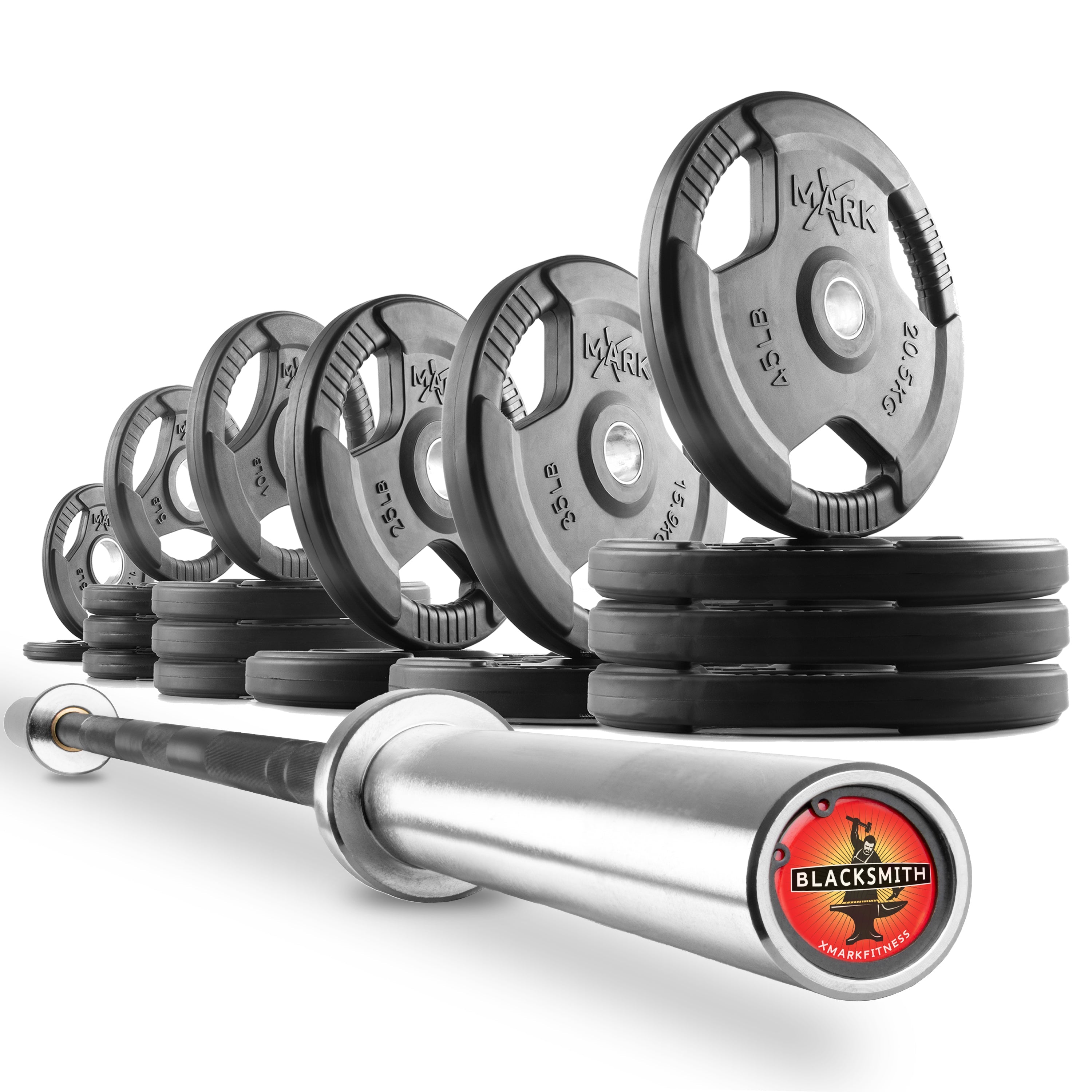 Tri-Grip Olympic Weight Plates and Olympic Barbell Sets