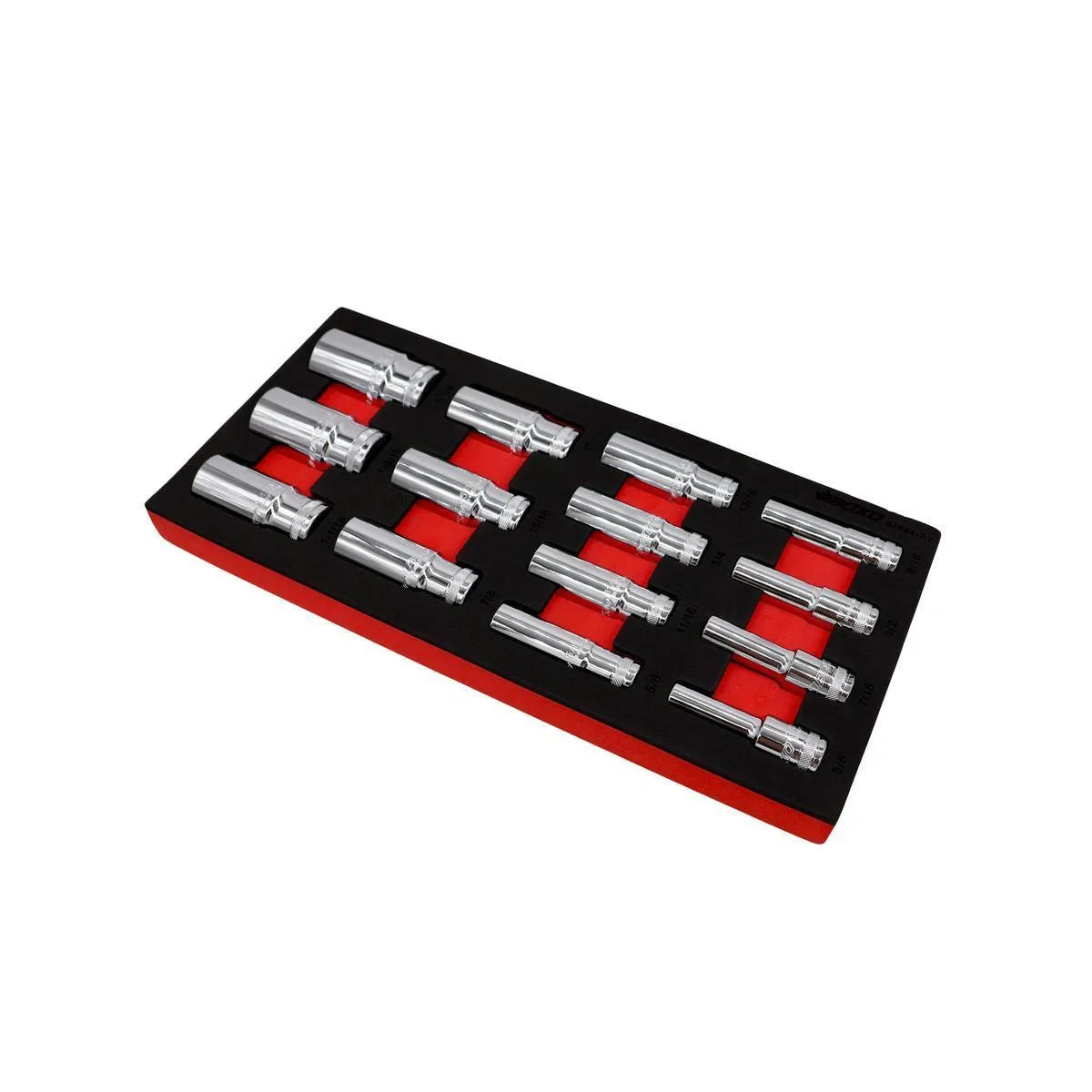 14-Piece 1/2" Drive 6-Point SAE Deep Socket Set | 1/3 Drawer EVA Foam