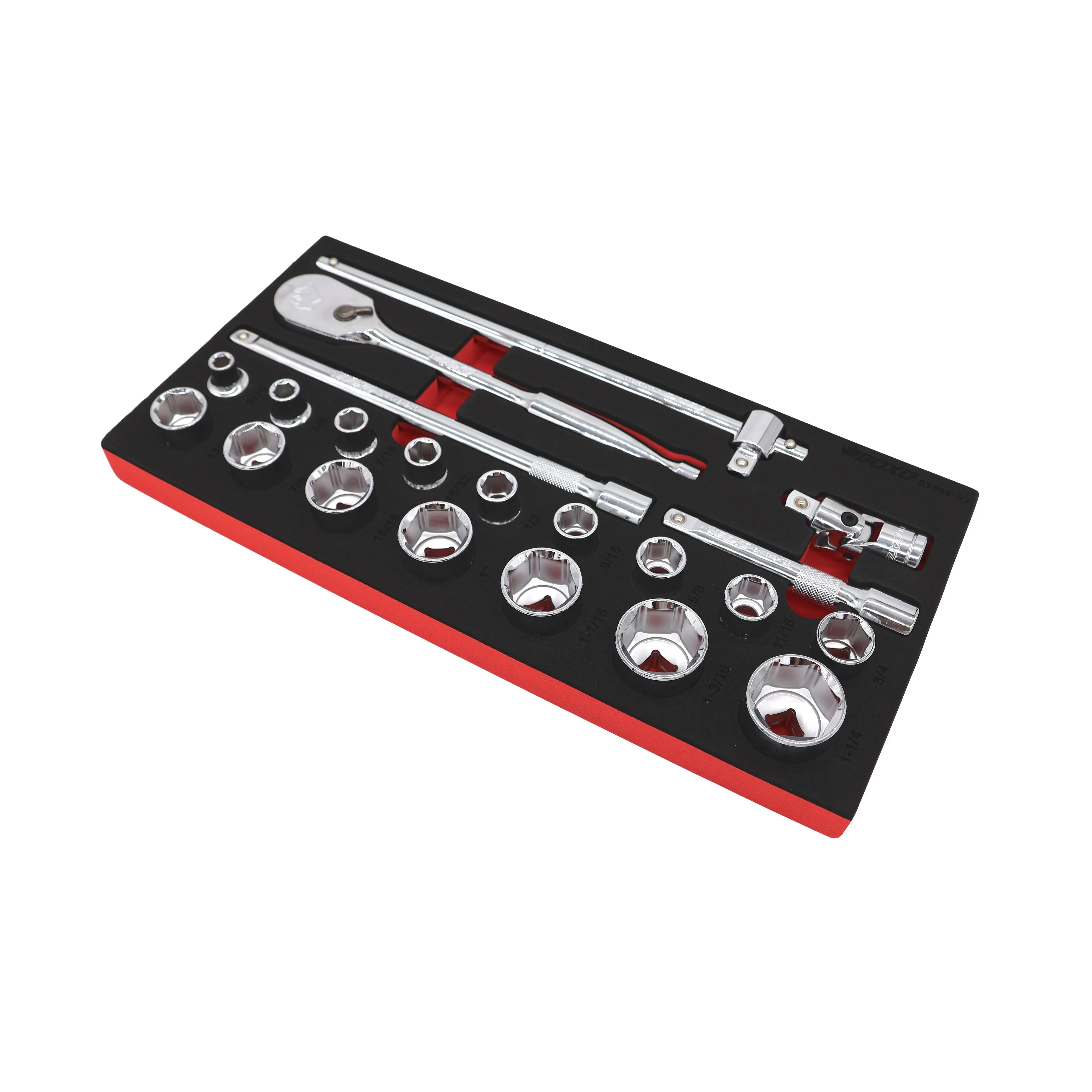 21-Piece 1/2" Drive 6-Point SAE Socket Set | 1/3 Drawer EVA Foam