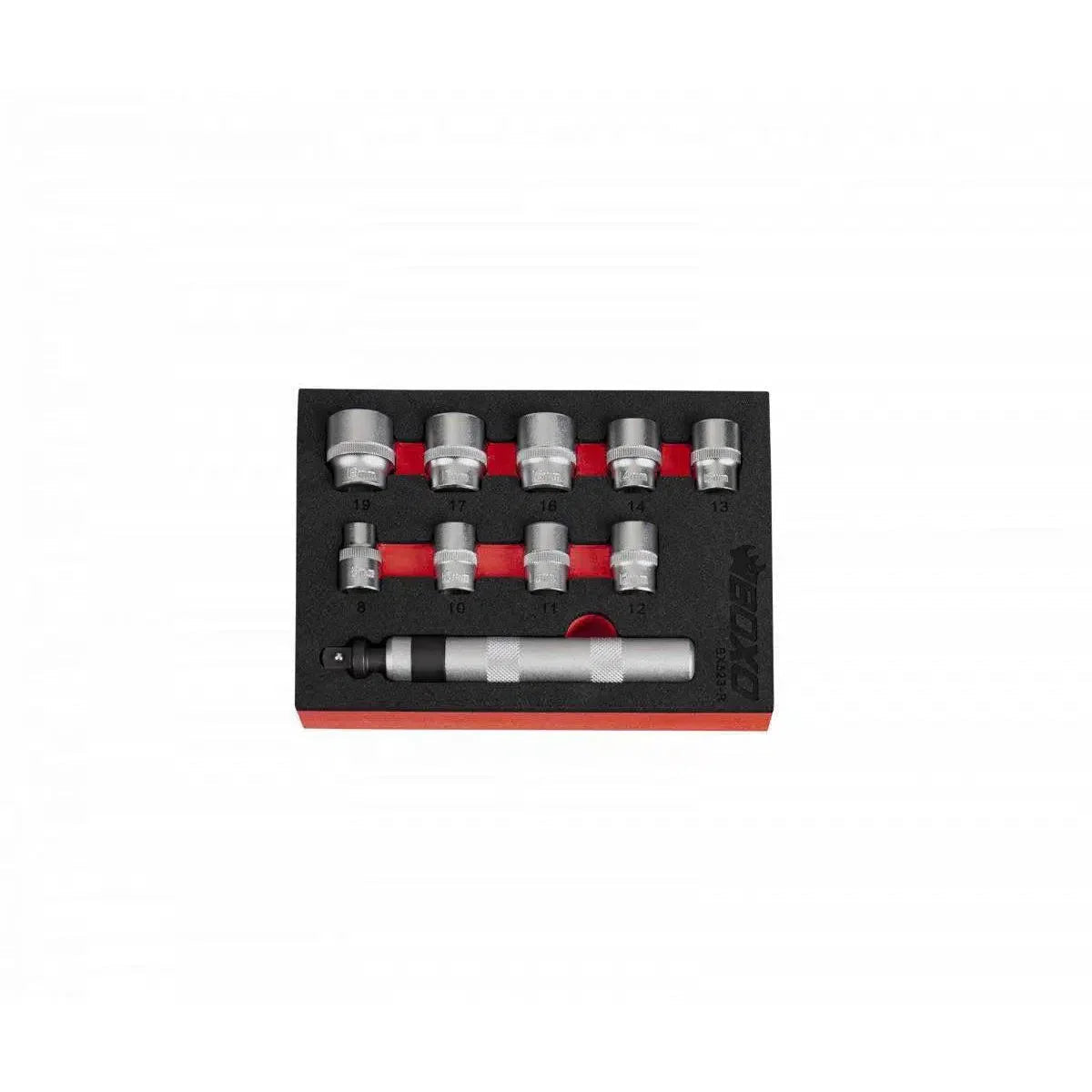 10-Piece 3/8"-Drive Impact Driver Set with Special Rounded Head Fastener Sockets | 1/9th EVA Foam