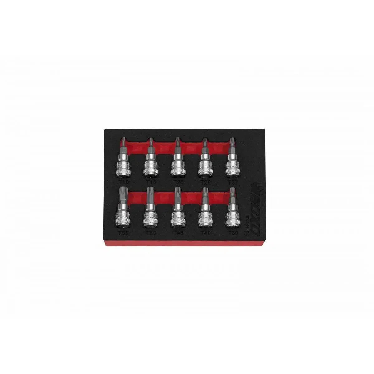 10-Piece 3/8" Drive Standard Length Torx Bit Socket Set | 1/9th EVA Foam