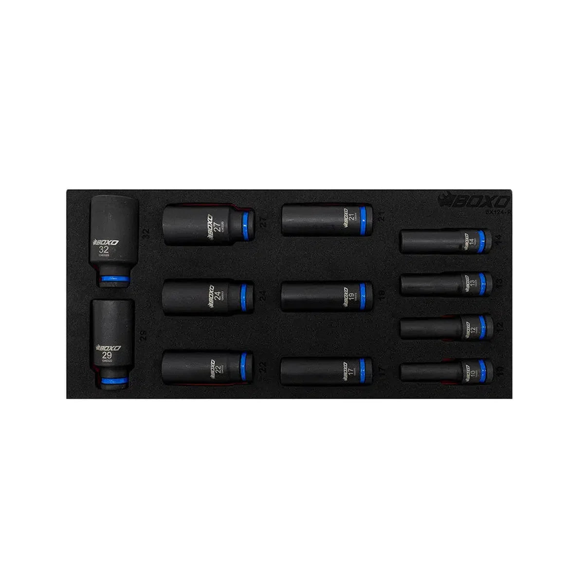 12-Piece 1/2" Drive 6-Point Deep Impact Socket Set | 1/3rd EVA Foam