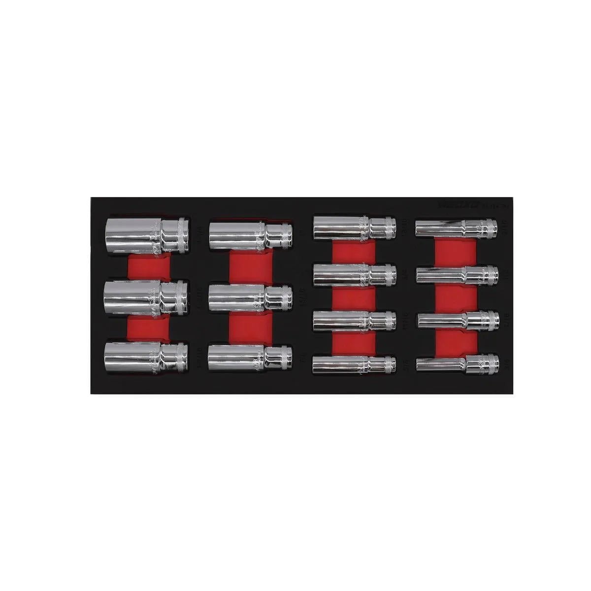 14-Piece 1/2" Drive 6-Point SAE Deep Socket Set | 1/3 Drawer EVA Foam