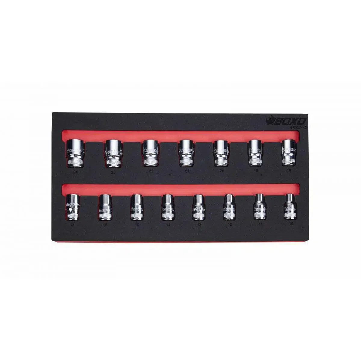 15-Piece 1/2" Dr Metric Standard Length Multifix Spline Chrome Socket Set | 1/3rd EVA Foam
