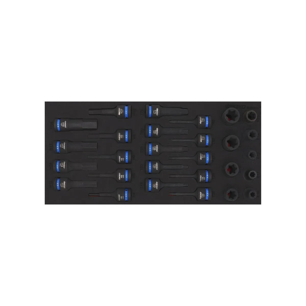 28-Piece 1/2" Drive Impact E-Torx, Torx, and Hex Socket Set | 1/3 Drawer EVA Foam