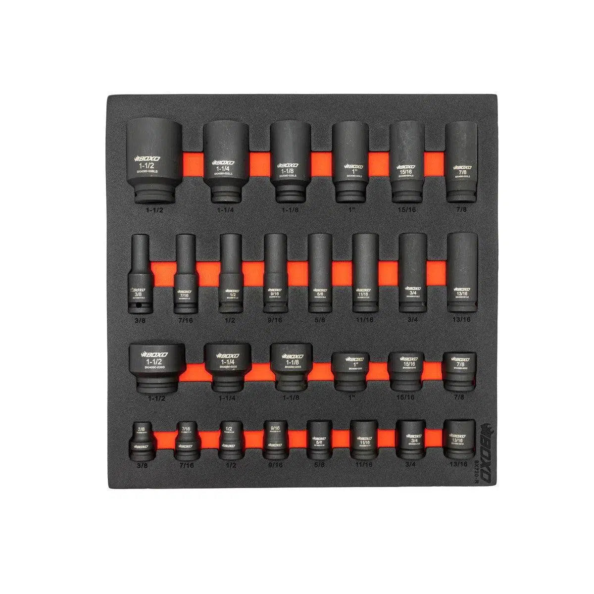 28-Piece 1/2" Drive SAE Impact Socket Set | 2/3 Drawer EVA Foam
