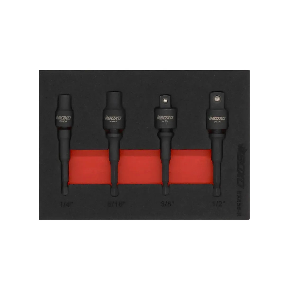 4-Piece 1/4" Hex Impact Adapter & Bit Holder Set | 1/9 Drawer EVA Foam