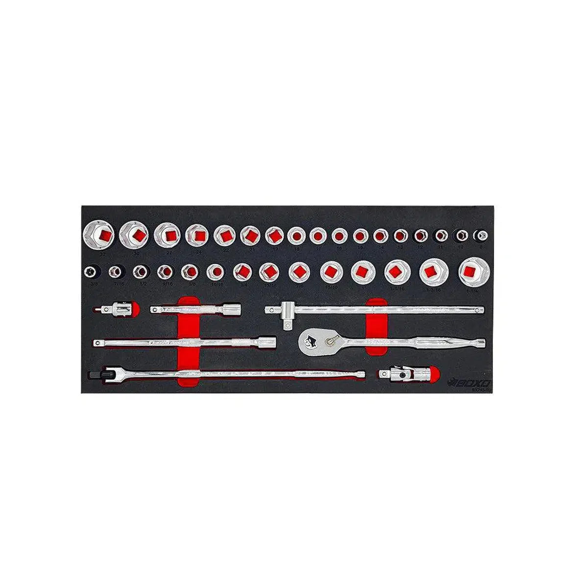 68-Piece 1/2" Drive Metric and SAE Combo Master Socket Set for 5-Drawer Hand Carry Box