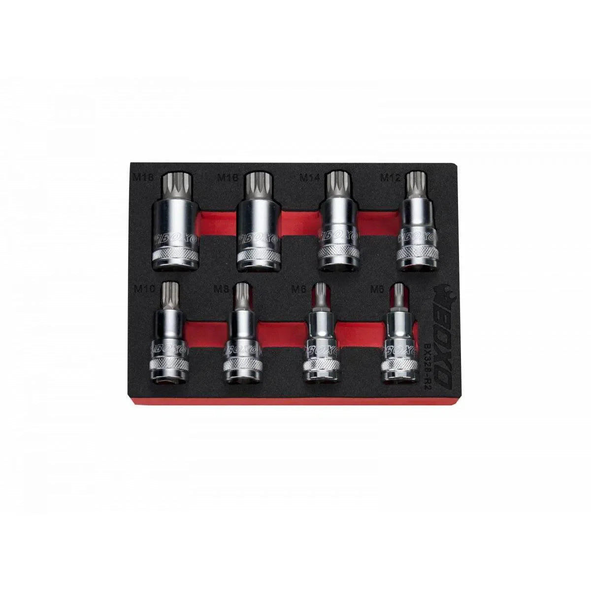 8-Piece 1/2" Drive Standard Length Spline Bit Socket Set | 1/9th EVA Foam