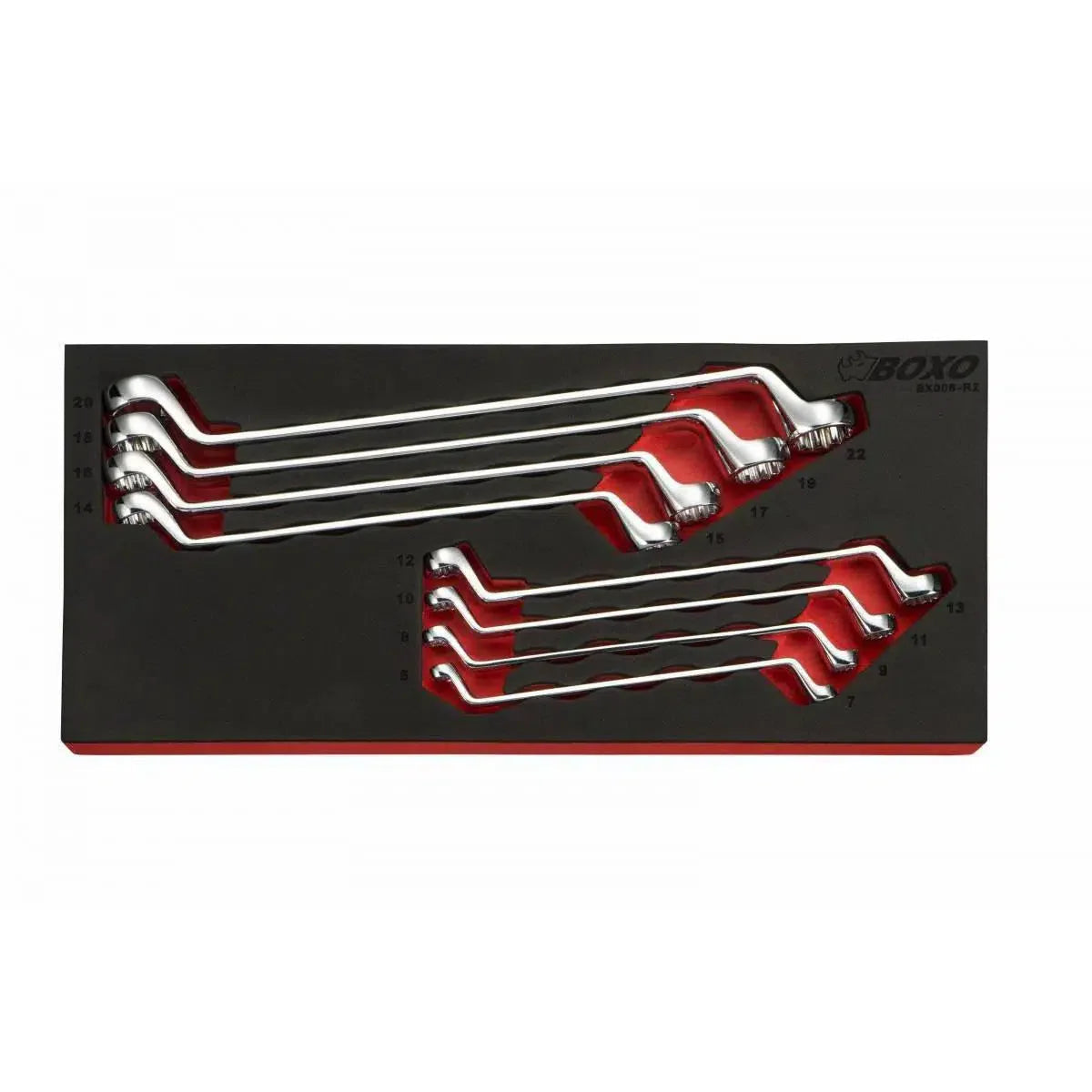 8-Piece Metric 75° Offset Double Box End Wrench Set | 1/3rd EVA Foam