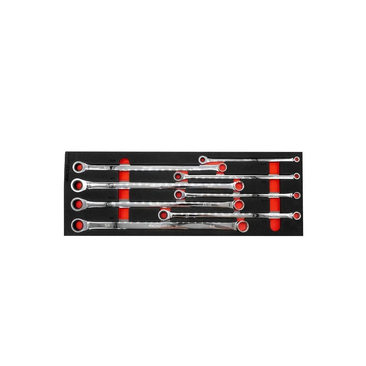 8-Piece SAE Extra Long Ratcheting Box Spanner Set | 1/2 Drawer EVA Foam