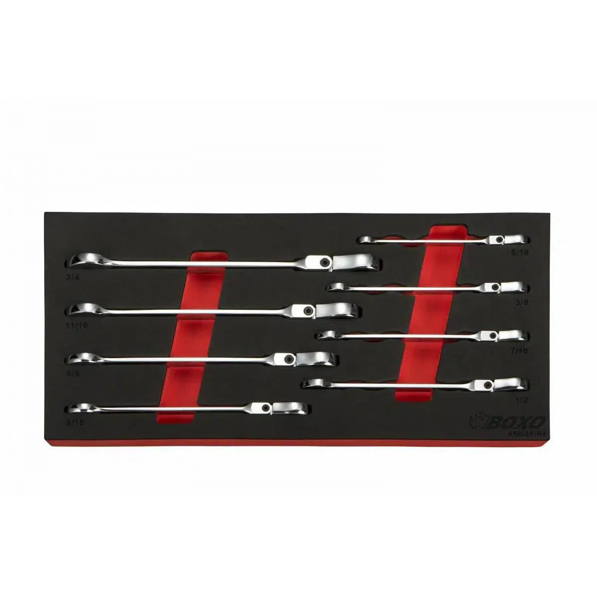8-Piece SAE Flex Head Ratcheting Wrench Set | 1/3rd EVA Foam